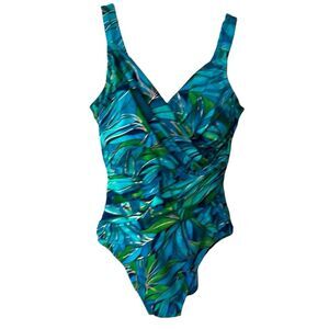 Kirkland Miraclesuit Women’s 1 Piece Swimsuit | Oceanus Palm Floral Size 16